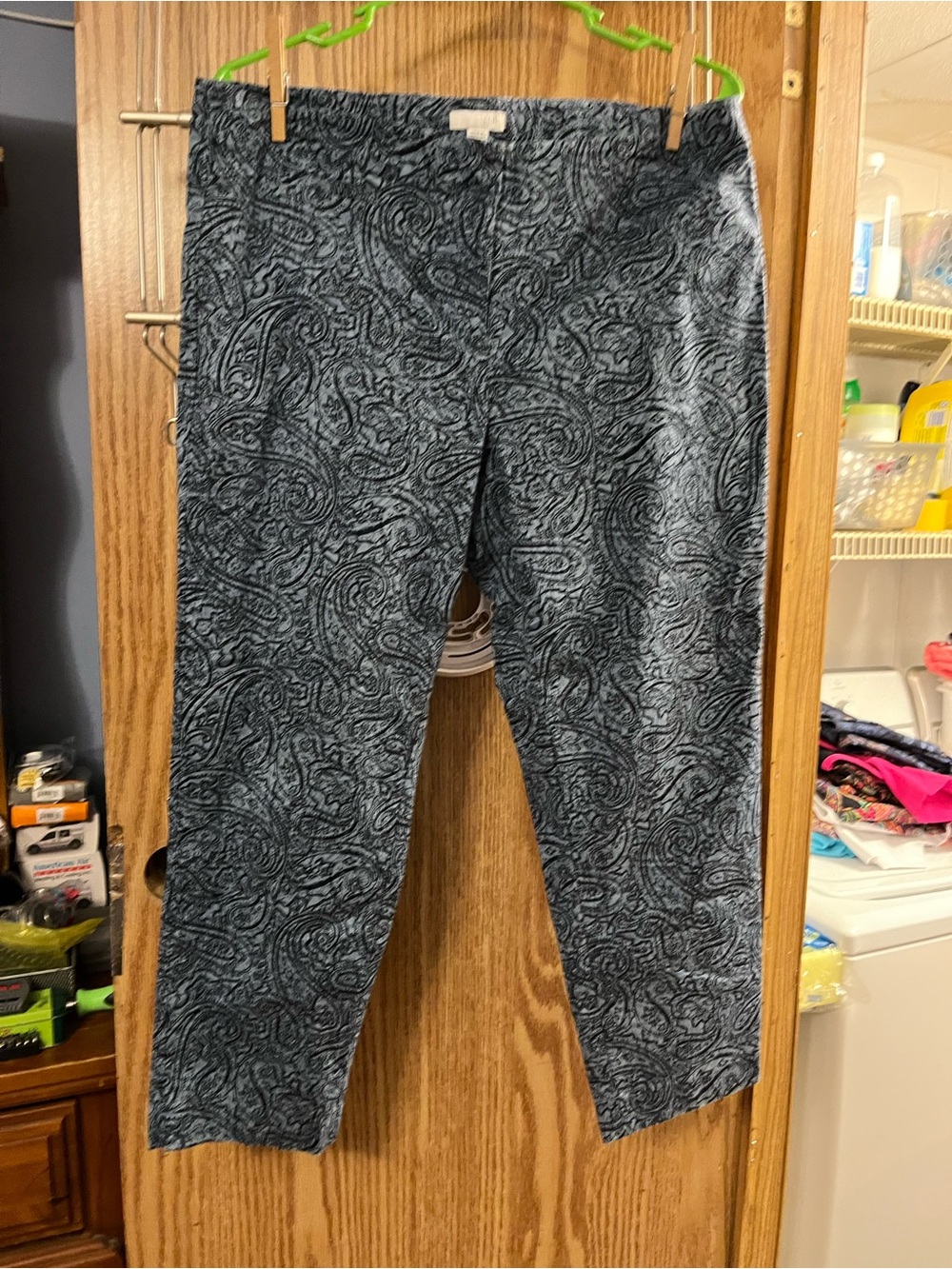 J. Jill Navy Paisley Cropped Pull-On Pants